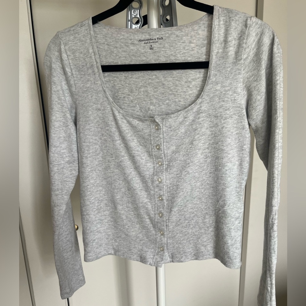 GREY Long-Sleeve Cozy Lounge Knit Button-Through Top